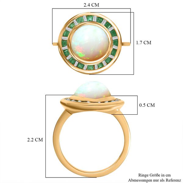 AA nat&uuml;rlicher, &auml;thiopischer Welo Opal, Smaragd und Diamant Ring - 3,25 ct. image number 8