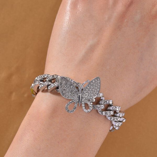 DESIGNER INSPIRIERT Weißer Kristall Armband ca. 19 cm, Silberfarben image number 2