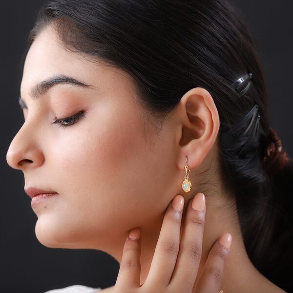 Natürliche, äthiopische Welo Opal Ohrringe, 925 Silber vergoldet ca. 1.58 ct image number 3