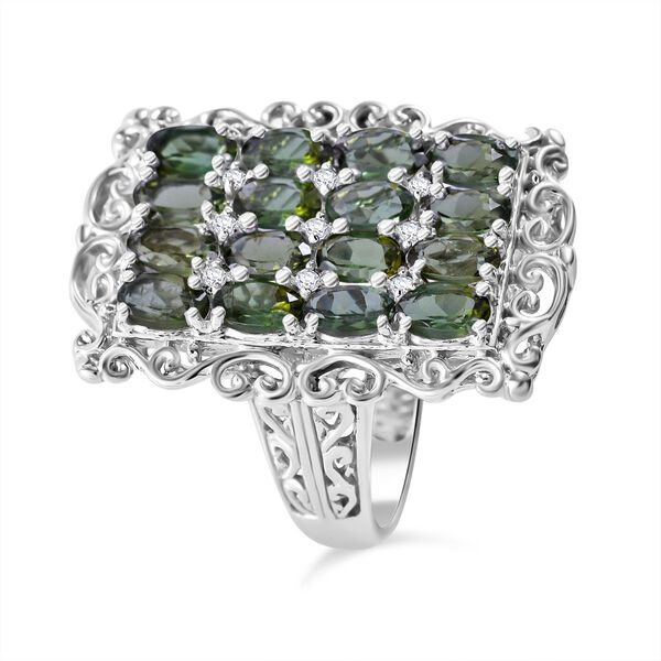 Gr&uuml;ner Turmalin und Zirkon-Ring - 3,70 ct. image number 2