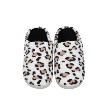Superweiche Memory Foam Hausschuhe, Leopardenmuster, Gr&ouml;&szlig;e 36, Wei&szlig; und Schwarz