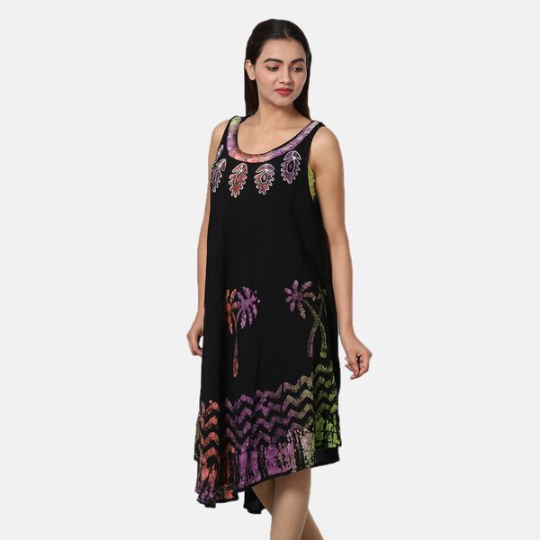 Luftiges Sommerkleid, 100% Viskose, One Size, Palmenmuster, Schwarz image number 4