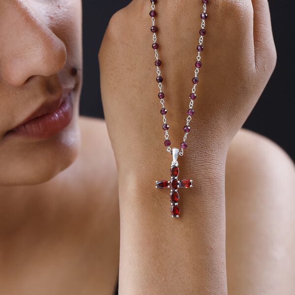 Rote Granat-Kreuz-Halskette - 20,28 ct. image number 2