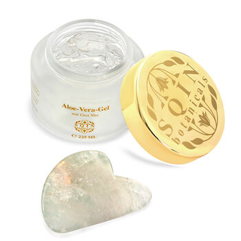 SQIN Botanicals - Aloe Vera Gel Set 225 ml mit Rauchquarz Gua Sha