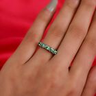 Tsavorite Granat und Zirkon 5 Stein Ring 925 Silber Platin-Überzug image number 2