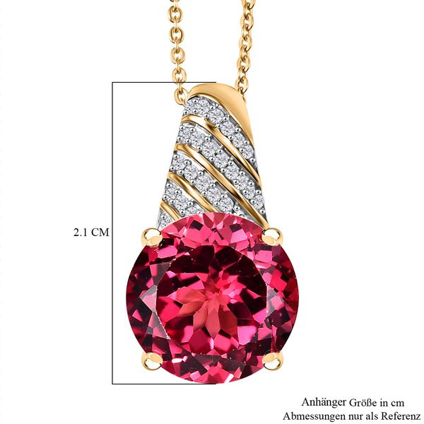 D joy Lab Created Padparadscha-Saphir, Weißer Zirkon Schmuckset 925 Silber 750 Gelbgold Vermeil ca. 9,21 ct. image number 7