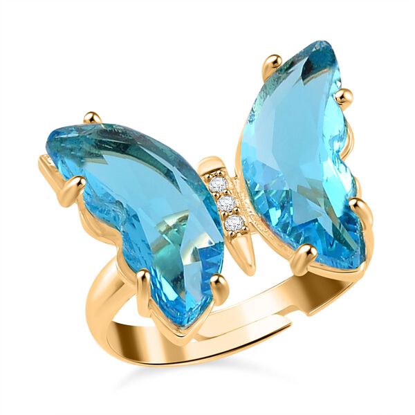 Flexibler wei&szlig;er Zirkonia und blauer Kristall-Ring (16,50-19,50)