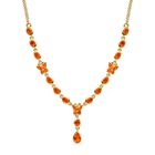 AA Salamanca Feueropal Halskette ca. 45 cm 925 Silber 750 Gelbgold Vermeil ca. 2,37 ct.