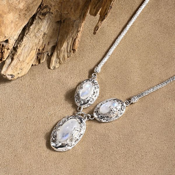 D'Joy Premium Regenbogen Mondstein Halskette ca. 50 cm 925 Silber ca. 20.14 ct image number 1