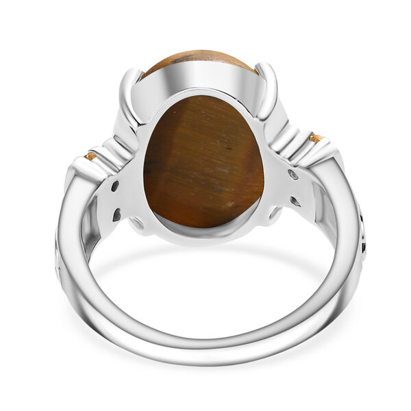 Tigerauge, Citrin Ring 316L Edelstahl (Gr&ouml;&szlig;e 16.00) ca. 10.28 ct image number 5