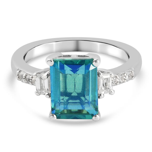 Pfau Triplett Quarz und Zirkon Ring 925 Silber platiniert  ca. 3,03 ct image number 0