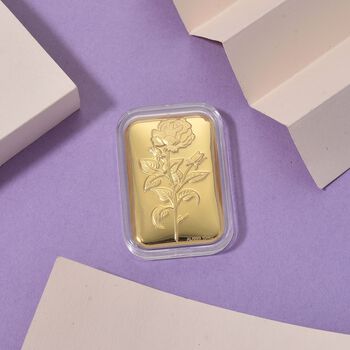 999er Goldbarren mit Rosenmotiv, 10mg