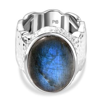 Labradorit Ring, Silberfarben (Gr&ouml;&szlig;e 19.00) ca. 11.93 ct