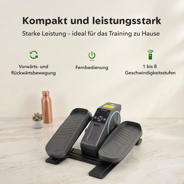 LIVMORE Original kompakter Elektro Stepper, Anti-Rutsch-Pedale, Anzeige und Fernbedienung, 47&times;42&times;23,5 cm, Schwarz image number 3