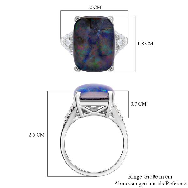 Boulder Opal Triplett und Zirkon-Ring, 925 Silber rhodiniert, 7,09 ct. image number 5
