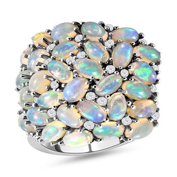 Nat&uuml;rlicher, &auml;thiopischer Welo Opal und wei&szlig;er Zirkon-Ring - 5,62 ct.