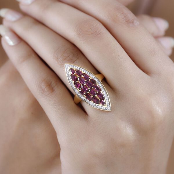 Rhodolith Granat und Zirkon Cocktail Ring - 3,01 ct. image number 3