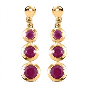 Afrikanische Rubin (Fissure gef&uuml;llt) Ohrringe, 925 Silber vergoldet ca. 2.83 ct