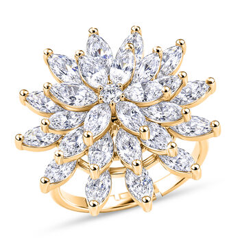 Wei&szlig;er Zirkonia Ring Nickelfreies Messing, flexibles (Gr&ouml;&szlig;e 19.00-20.00), Goldfarben