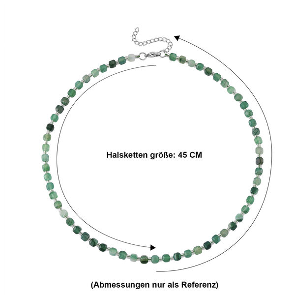 Gr&uuml;ner Achat, Glas Halskette ca. Flexibles cm 316L Edelstahl 85.00 ct image number 4