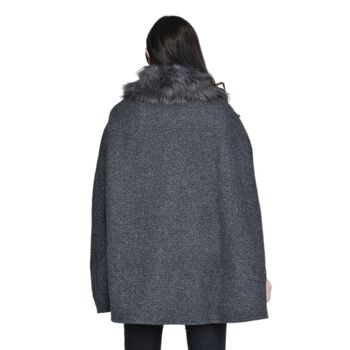 TAMSY - Kunstfell Cape, Einheitsgr&ouml;&szlig;e Dunkelgrau