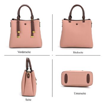 Vielseitige Umh&auml;ngetasche aus echtem Leder mit abnehmbarem Schulterriemen, 30x14x24 cm, Rosa