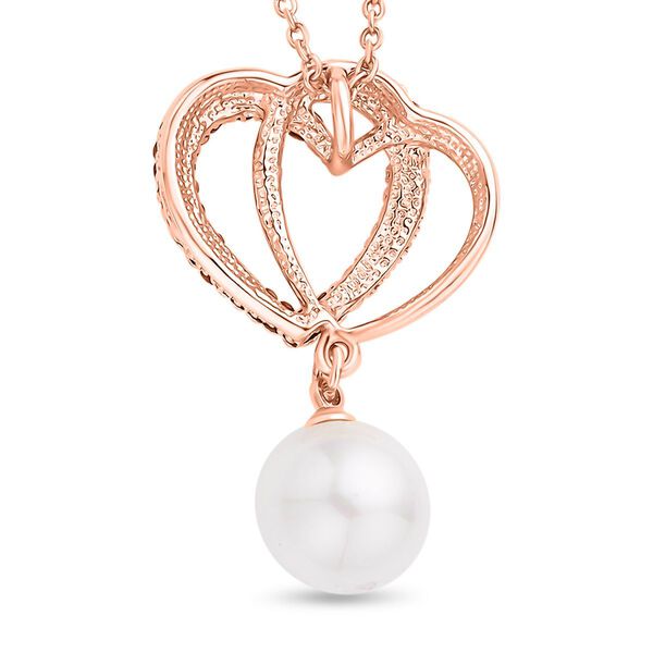 Wei&szlig;e Muschelkernperle und Kristall-Halskette in Ros&eacute;goldton, 50 cm - 2,50 ct. image number 5