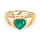 D'Joy Smaragd-Quarz Triplette Ring 925 Silber 750 Gelb Vergoldet (Größe 19.00) ca. 2,18 ct