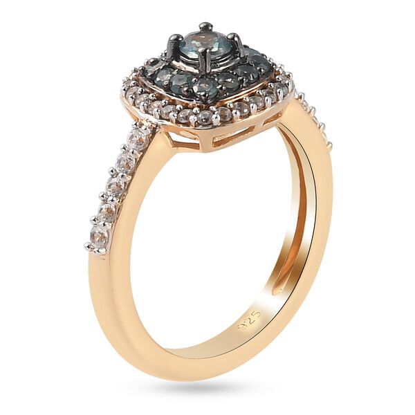 Alexandrit und Zirkon Ring 925 Silber Gelbgold Vermeil image number 6