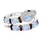 AAA Regenbogen Mondstein Ring 925 Silber rhodiniert (Größe 17.00) ca. 2,26 ct