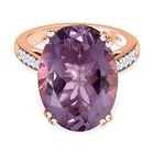 Rose De France Amethyst, weißer Zirkon Ring, 925 Silber rosévergoldet (Größe 18.00) ca. 12.13 ct