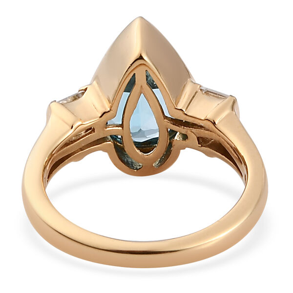 Schweizer Blautopas und Zirkon Ring 925 Silber vergoldet  ca. 3,90 ct image number 6