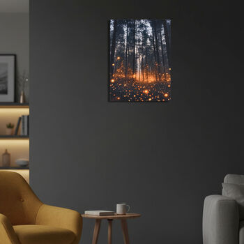 LIVMORE Stadt Skyline Nacht Motiv LED Wandbild mit Glasfaser Lichteffekt 30 x 40 cm