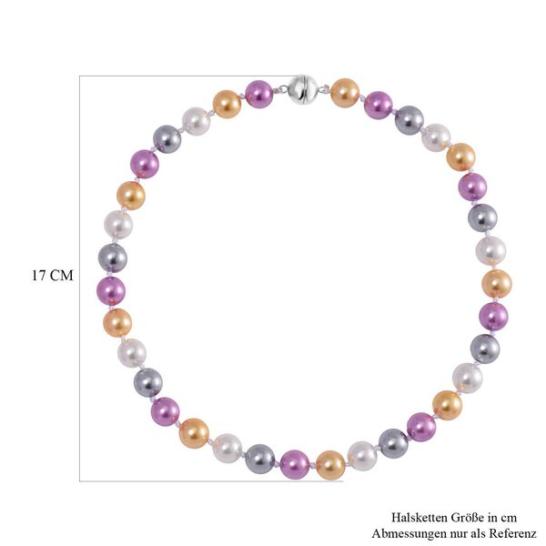 Lila, goldene, silberne und wei&szlig;e Muschelkernperlen-Halskette, 50cm image number 5