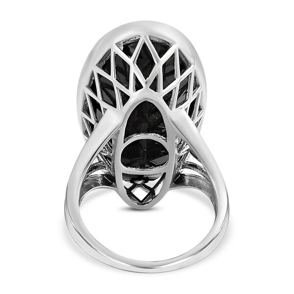 Schwarzer Spinell Ring, 925 Silber platiniert, ca. 35,00 ct image number 6