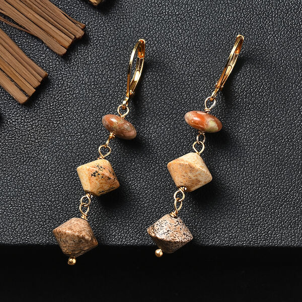 EVER TRUE Bild Jasper, Unakite Ohrringe 316L Edelstahl 750 Vergoldet ca. 18.00 ct image number 1