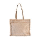 Geräumige & leichte Kunstfell-Schultertasche mit Schulterriemen, 44x36x16cm, Beige image number 0