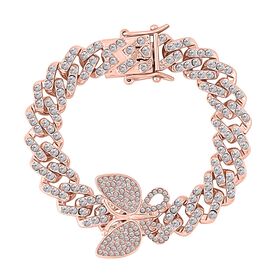 DESIGNER INSPIRIERT Weißer Kristall Armband ca. 19 cm, Rosefarben