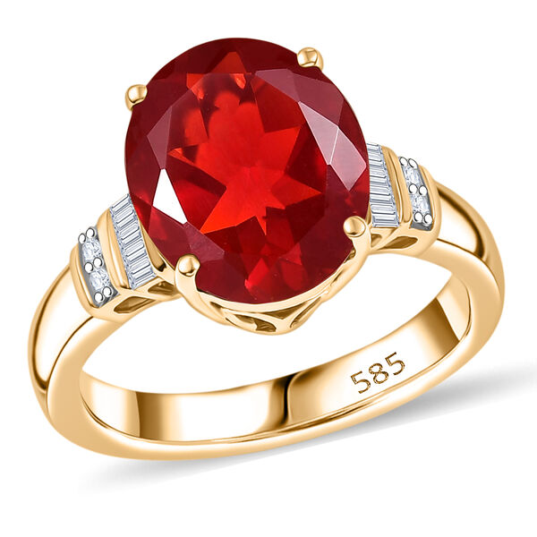 AAAA Mexikanischer Kirschfeuer-Opal, Wei&szlig;er Diamant Ring 585 Gold (Gr&ouml;&szlig;e 18.00) ca. 3,34 ct image number 3