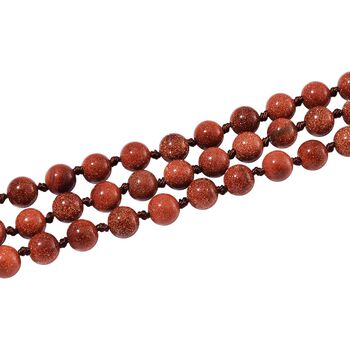 Dreilagige Gold Sandstein-Halskette, 150cm - 375 ct.