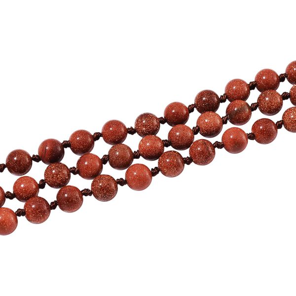 Dreilagige Gold Sandstein-Halskette, 150cm - 375 ct. image number 4