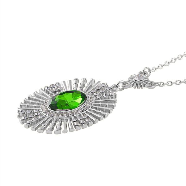 Neongr&uuml;ne und wei&szlig;e Kristall-Halskette, 50 cm image number 3