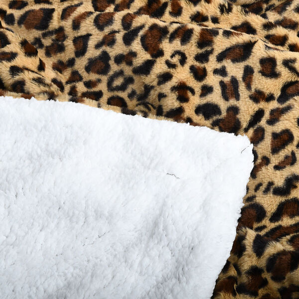 Kunstfell Decke mit Leopardenmuster, Kamel image number 1