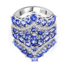 Tansanit Ring 925 Silber rhodiniert (Größe 18.00) ca. 6,16 ct