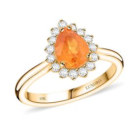 LUXORO zertifiziert und geprüft AAA Fanta Granat und weißer Diamant Ring in 417 Gold - 1,7 ct.