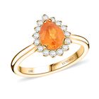 AAA Fanta-Granat, Weißer Diamant Ring 417 Gold (Größe 20.00) ca. 1,70 ct