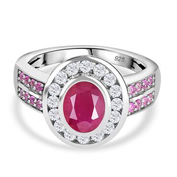 Montepuez-Rubin und Moissanit Ring, ca. 2,19 ct.