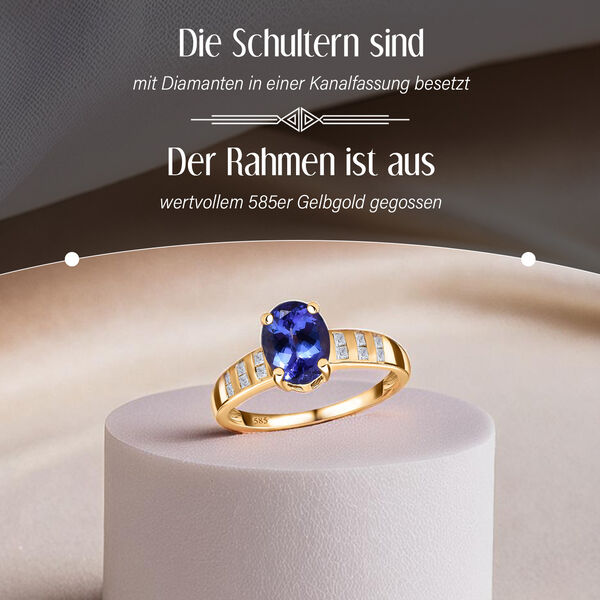 AA Tansanit und Diamant Ring in 585 Gelbgold - 2,07 ct. image number 3