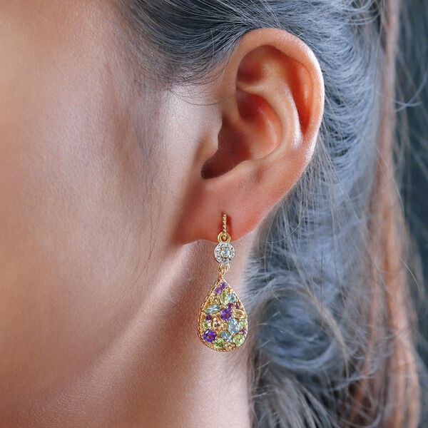 GP Italian Garden Kollektion - Mehrfarbige Edelstein-Ohrhänger in Silber image number 3