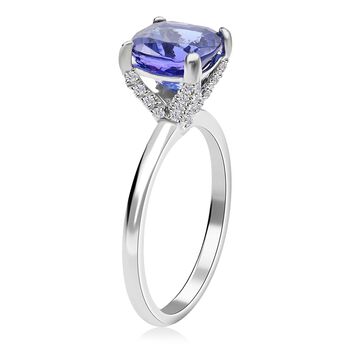 RHAPSODY zertifiziert und gepr&uuml;ft AAAA Tansanit und VS-EF Diamant Ring in 950 Platin - 2,76 ct.